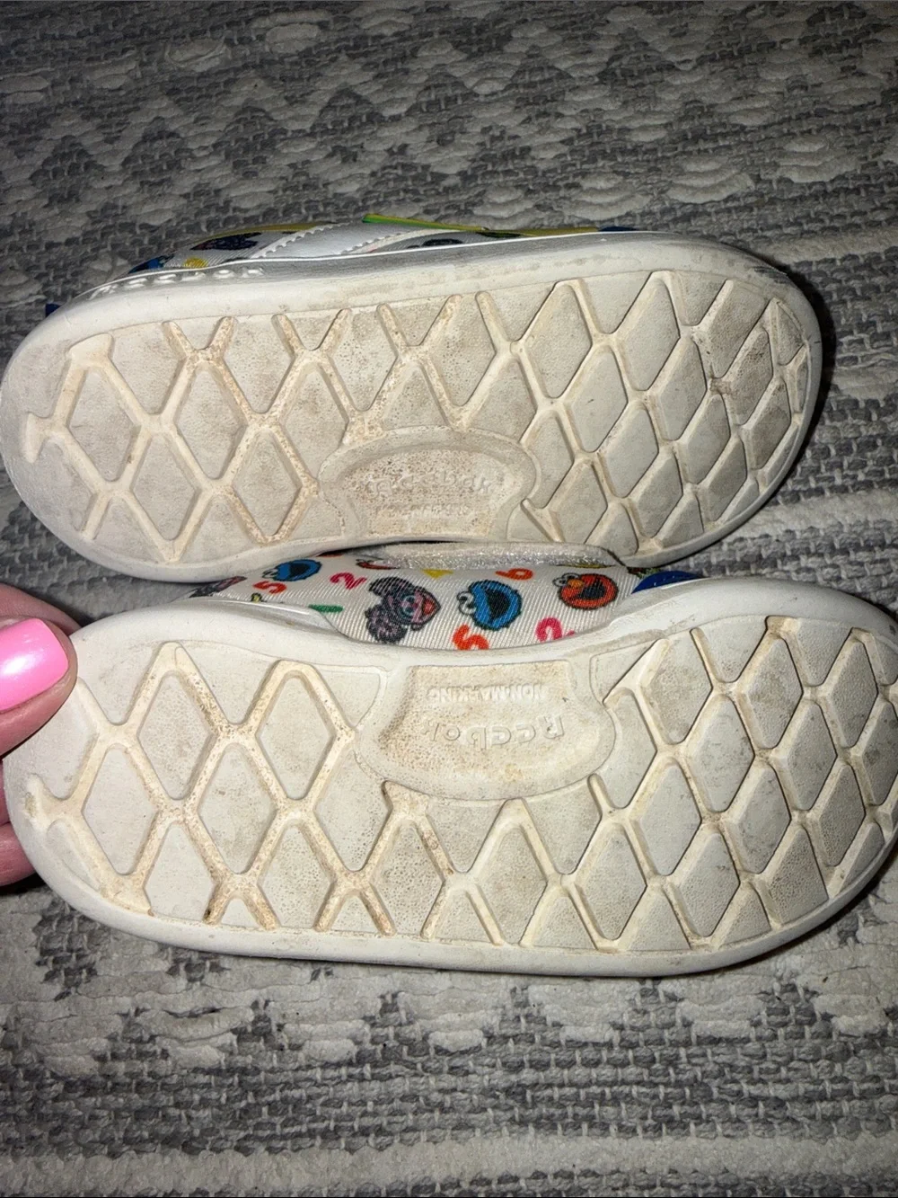 Reebok Kids Sesame Character Slip-On Sneakers in White, Blue & Green